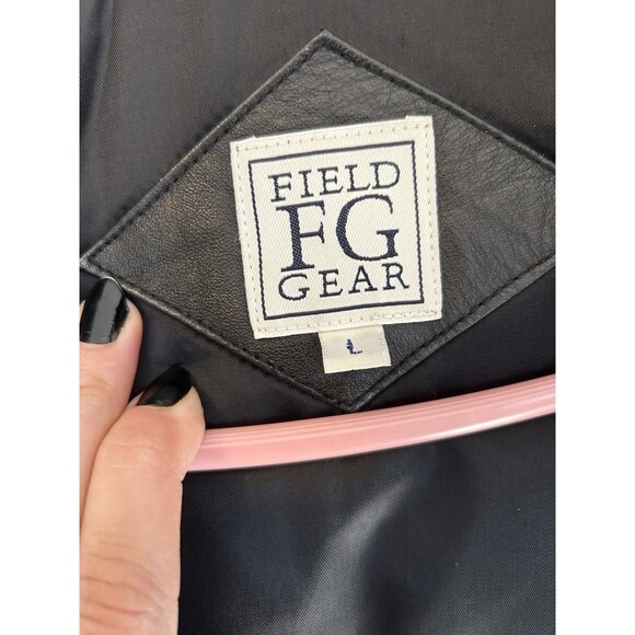 Field Gear Womens Black Leather Parka Coat Fox Tail Removable Hood Large - Picture 2 of 16